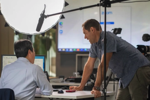 Behind the scenes at a video shoot.